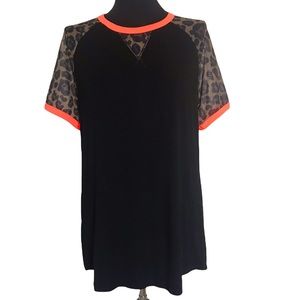 CRAZYTRAIN Black and Leopard Mesh Top
